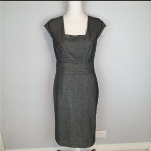 *Banana Republic Black Grey Sleeveless Sheath Dress 6 pencil cap sleeve NWOT